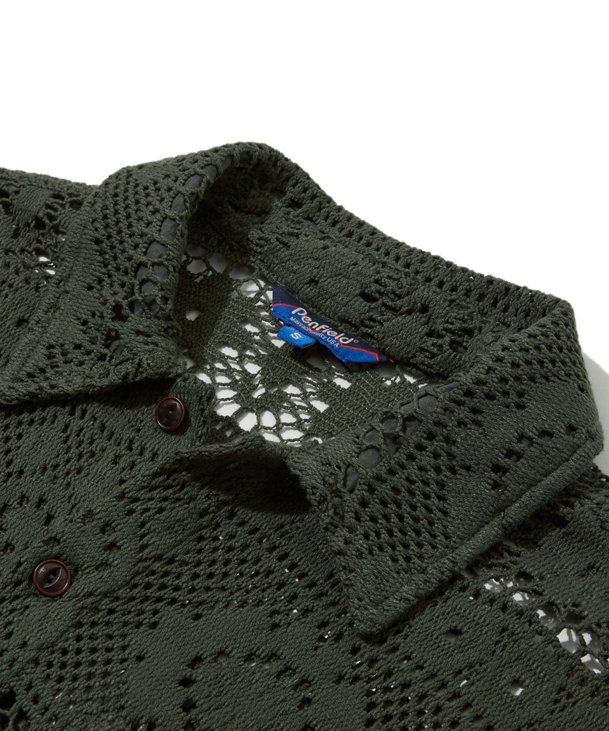 펜필드(PENFIELD) 프린지 크로셰 셔츠 올리브_FS1CT01U