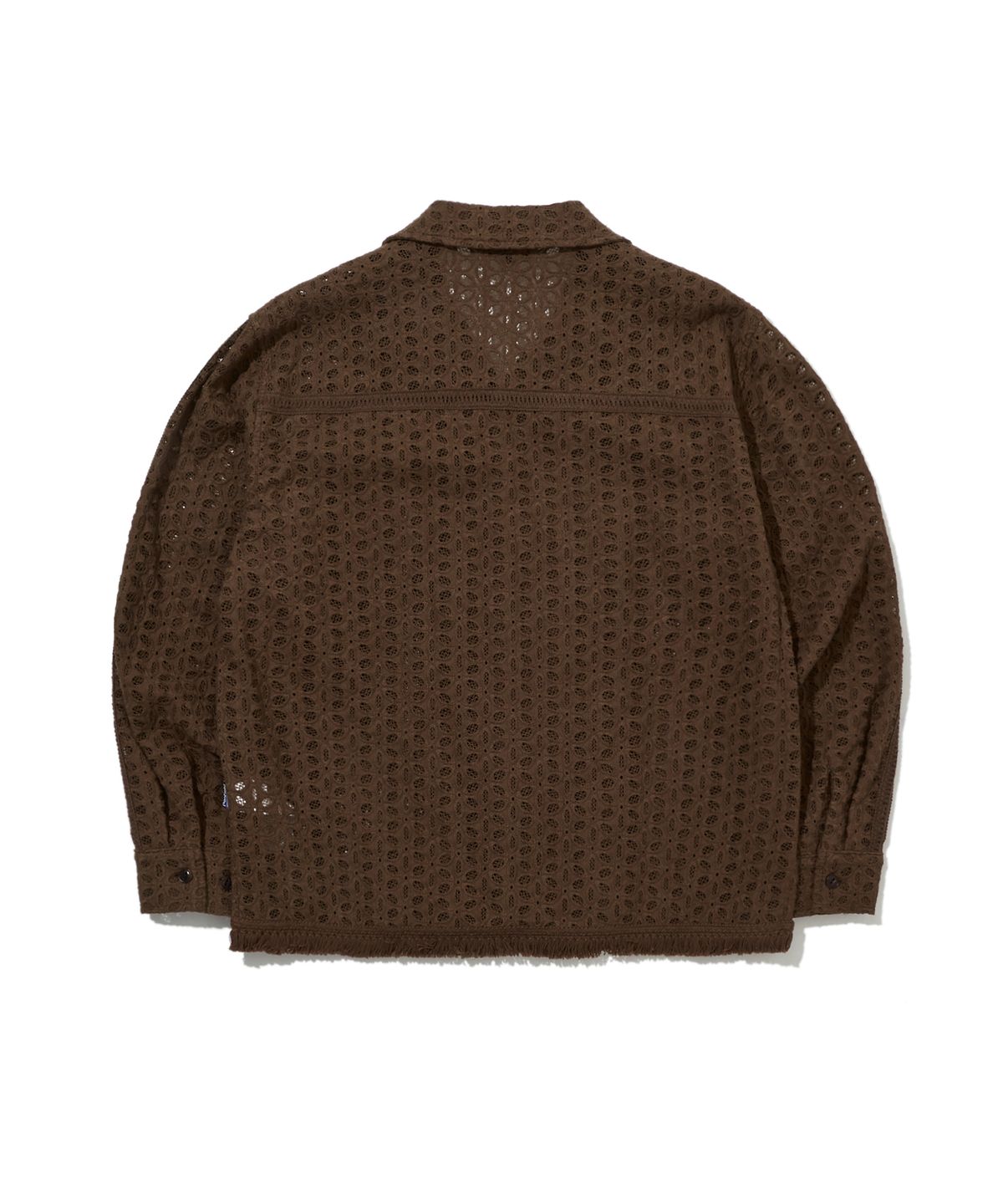 펜필드(PENFIELD) 플라워 크로셰 오픈 카라 셔츠 다크브라운_FS1WR15U