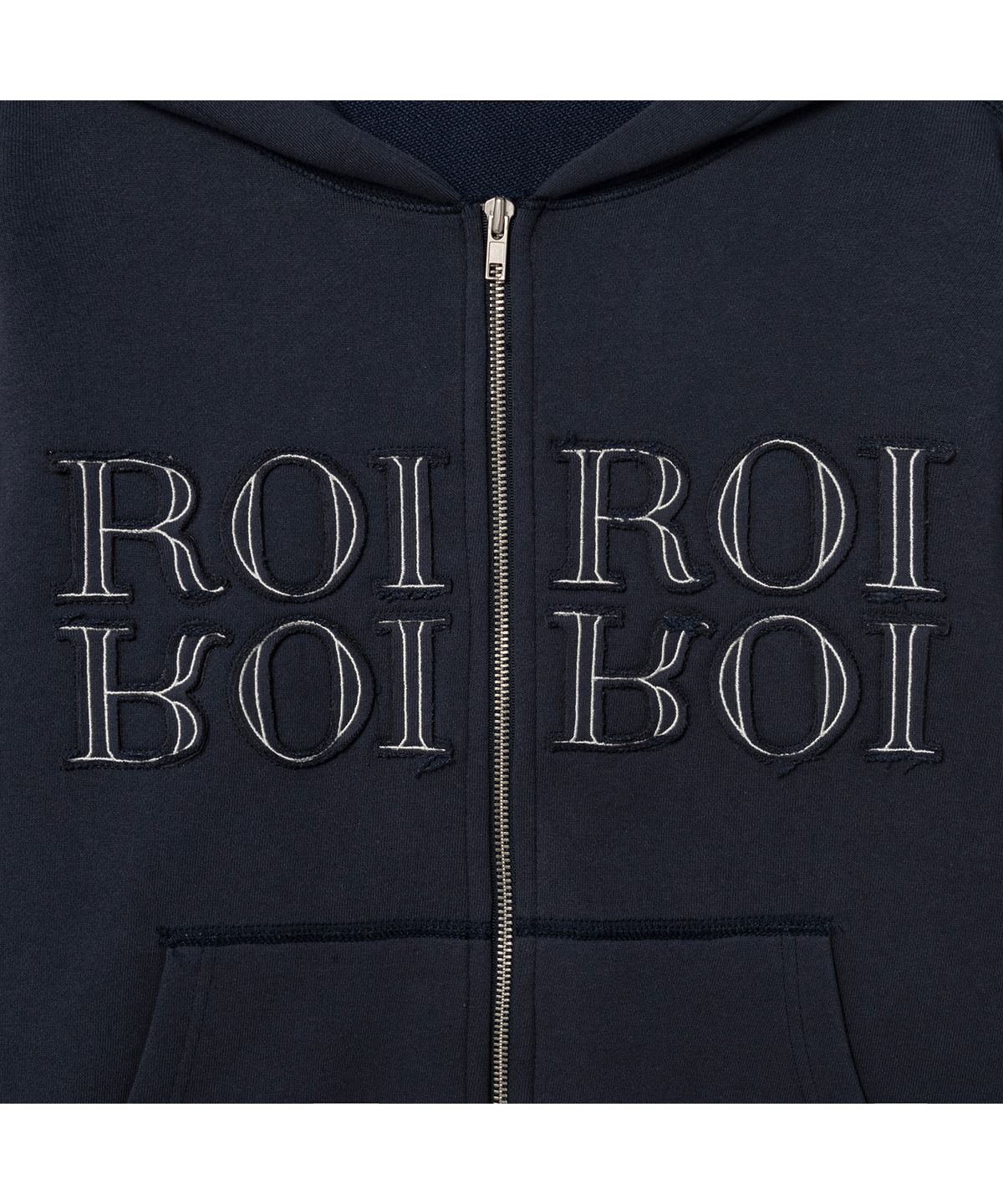 로이로이(ROIROI) 루즈핏 로고 후드 집업-네이비