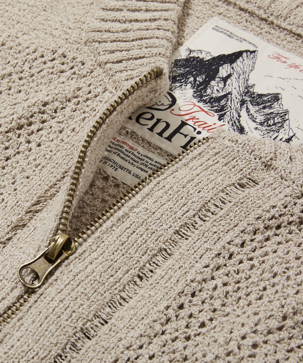 펜필드(PENFIELD) 포르티코 크루넥 집업 점퍼 아이보리_FS2NJ44U