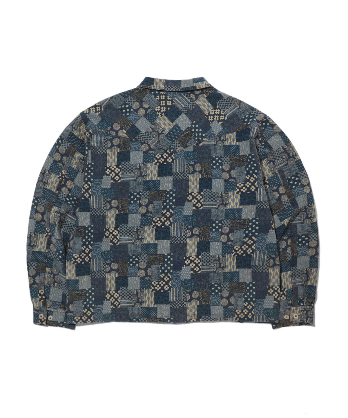 펜필드(PENFIELD) 워시드 패턴 집업 셔츠 인디고_FS1WJ08U