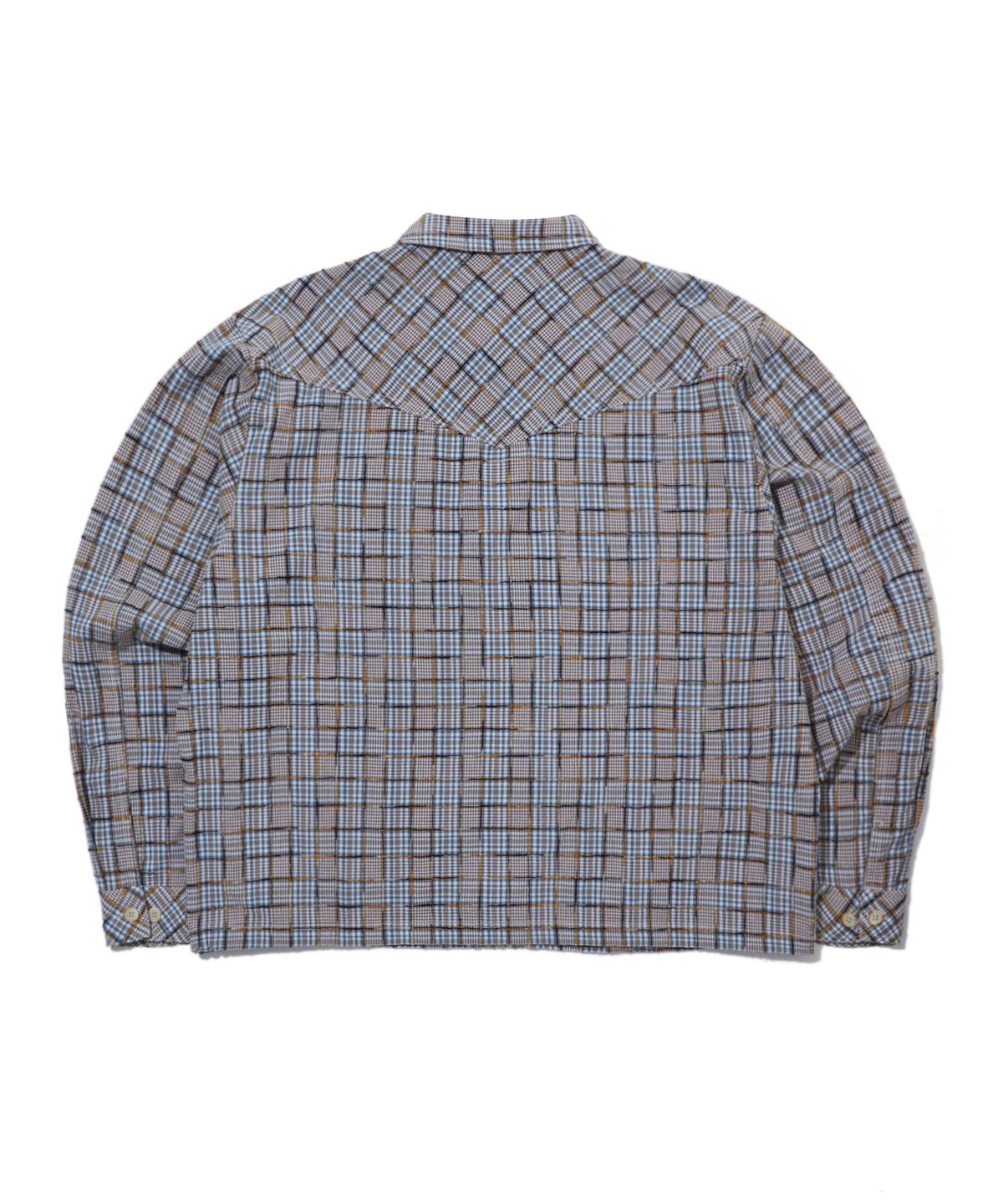 펜필드(PENFIELD) 워시드 패턴 집업 셔츠 블루_FS1WJ07U