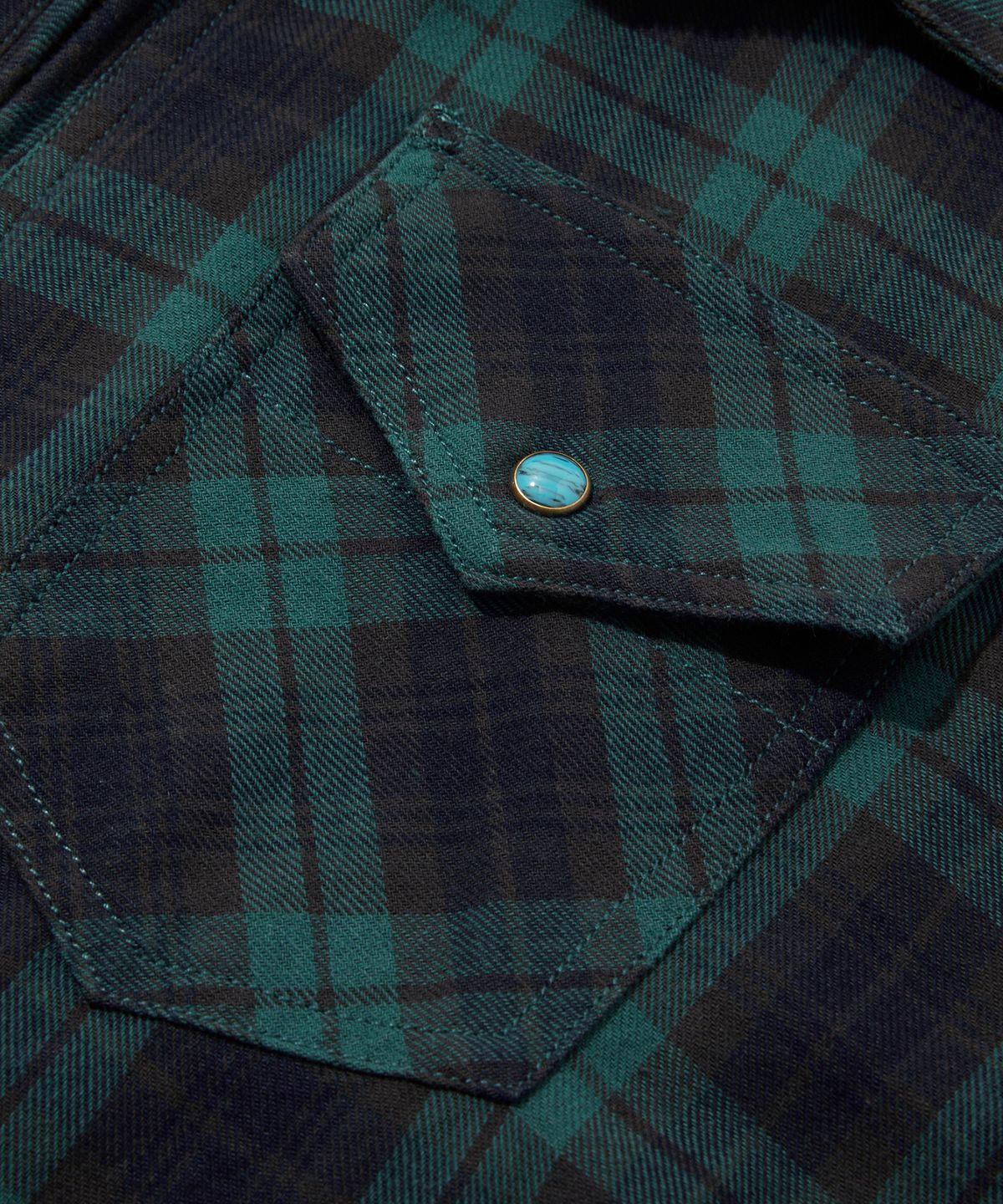 펜필드(PENFIELD) 워시드 코튼 체크 집업 셔츠 그린_FS1WJ06U