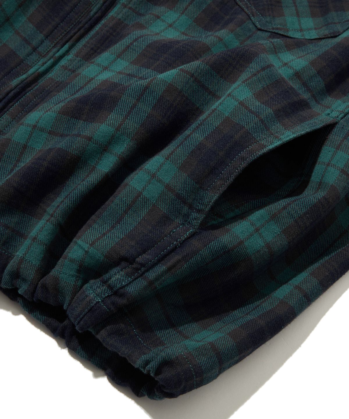 펜필드(PENFIELD) 워시드 코튼 체크 집업 셔츠 그린_FS1WJ06U