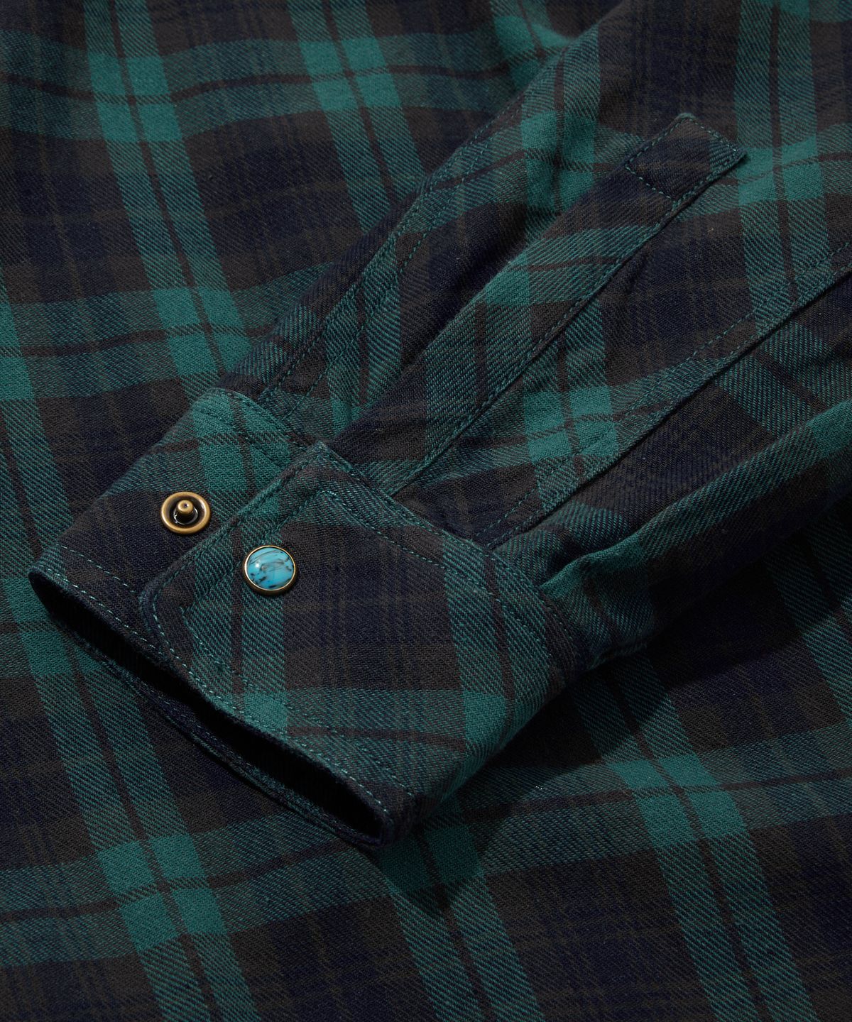 펜필드(PENFIELD) 워시드 코튼 체크 집업 셔츠 그린_FS1WJ06U