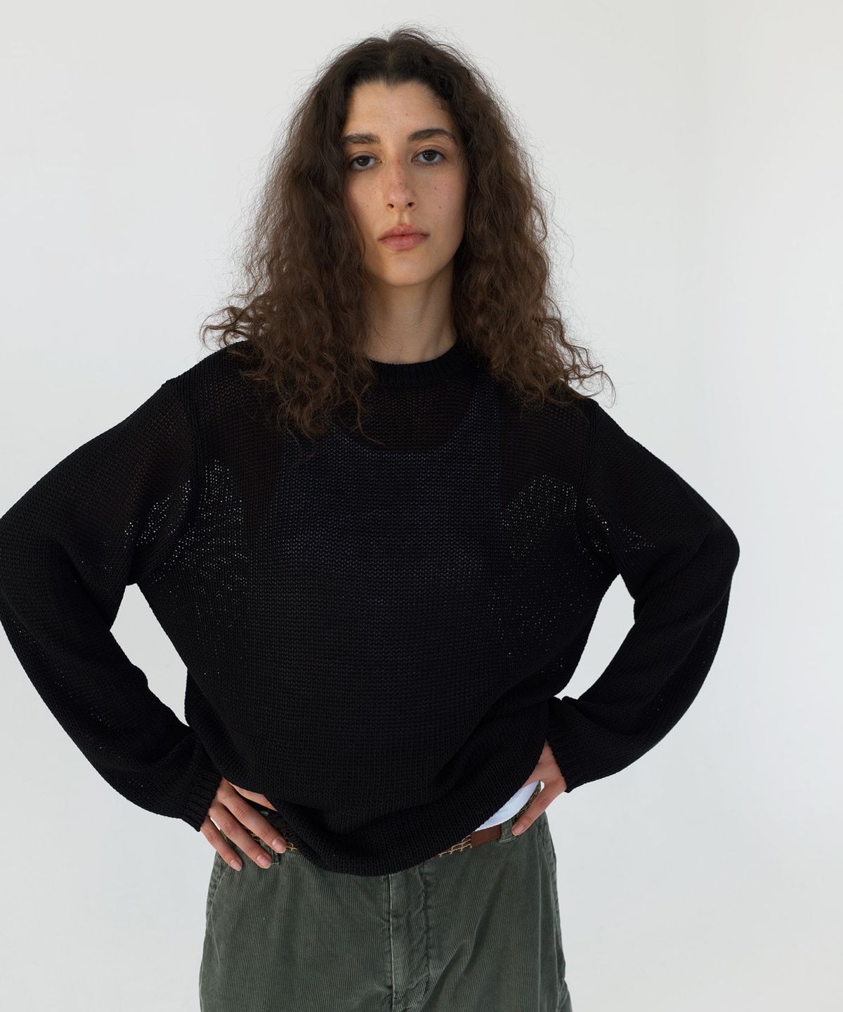디스이즈네버댓(THISISNEVERTHAT) Loose Gauge Knit Crew Black