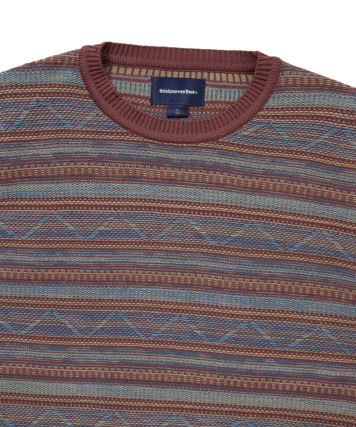 디스이즈네버댓(THISISNEVERTHAT) Pattern Knit Crew Magenta