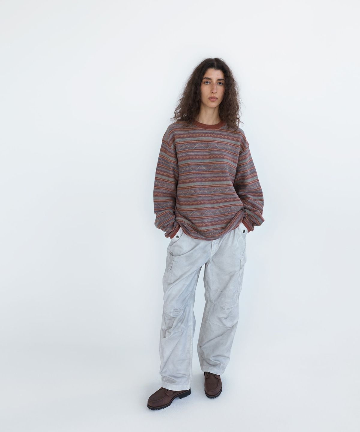 디스이즈네버댓(THISISNEVERTHAT) Pattern Knit Crew Magenta