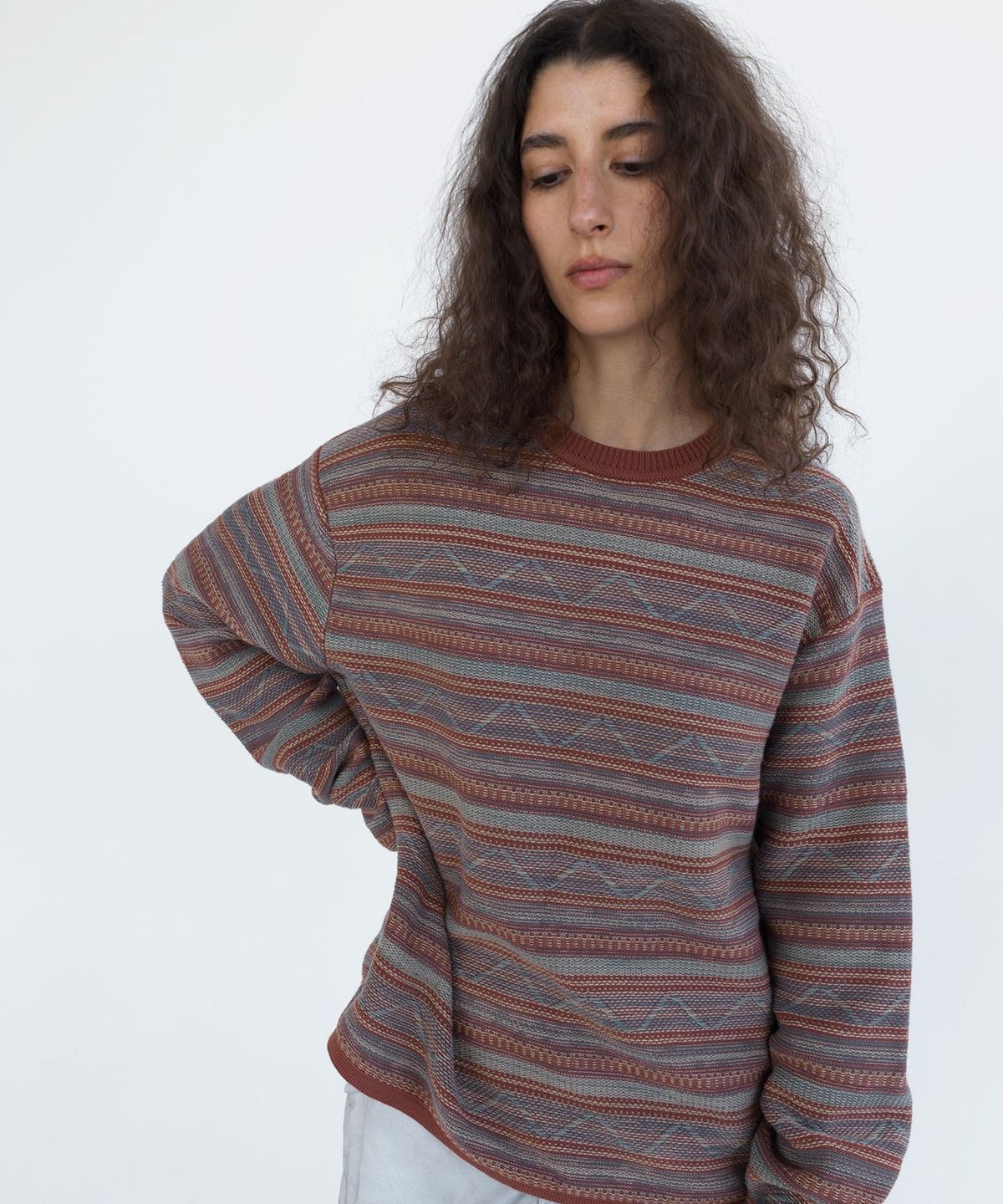 디스이즈네버댓(THISISNEVERTHAT) Pattern Knit Crew Magenta
