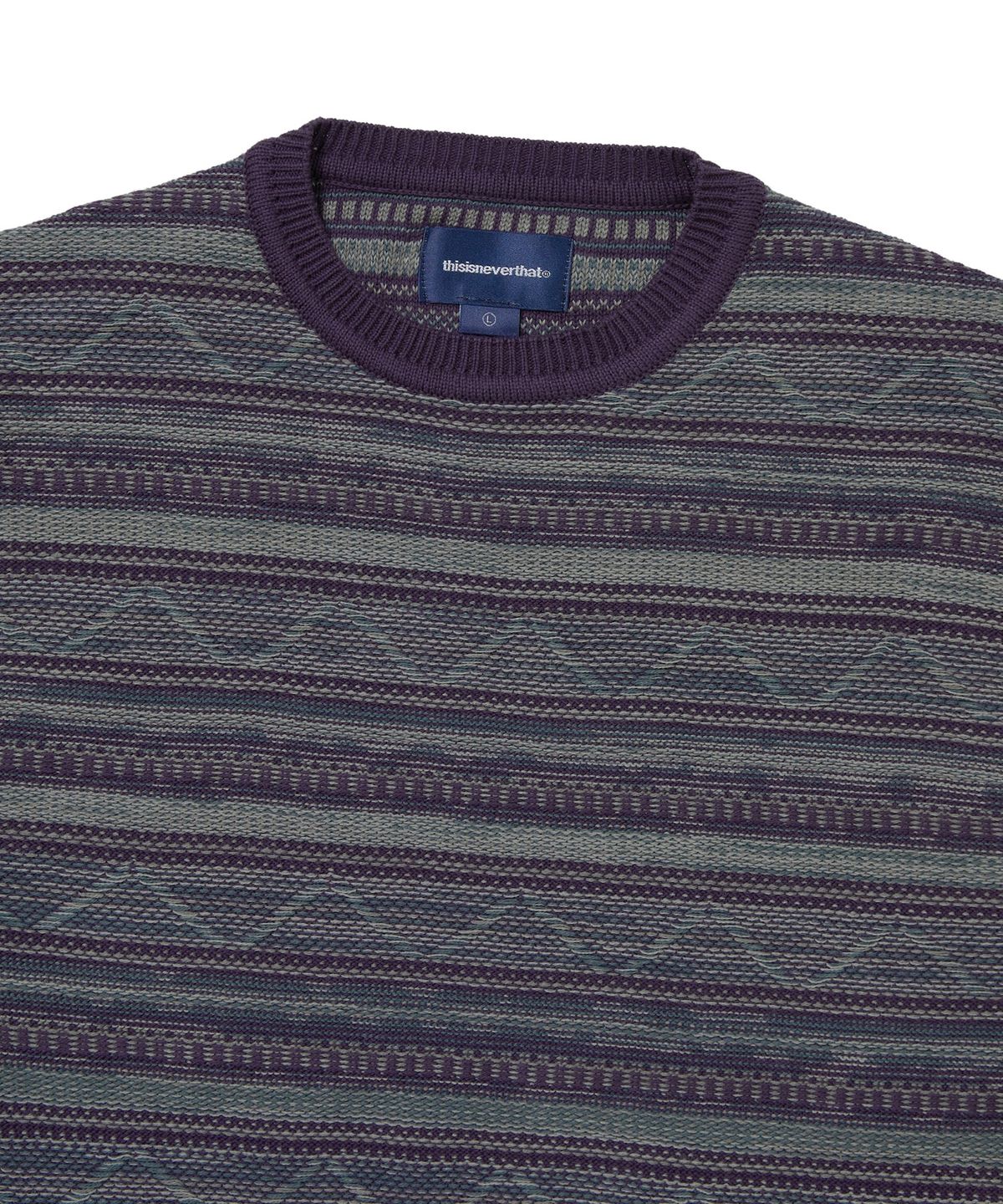 디스이즈네버댓(THISISNEVERTHAT) Pattern Knit Crew Dark Purple