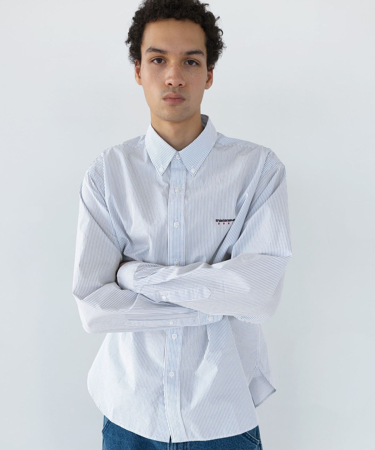 디스이즈네버댓(THISISNEVERTHAT) DSN Striped Shirt White