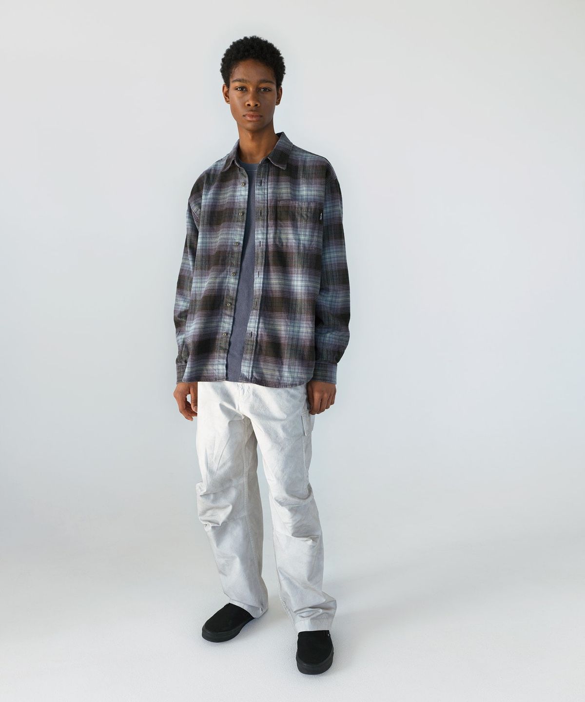 디스이즈네버댓(THISISNEVERTHAT) Flannel Check Shirt Off Black