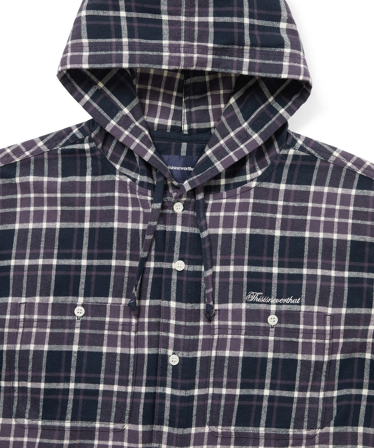 디스이즈네버댓(THISISNEVERTHAT) Flannel Hooded Check Shirt Purple