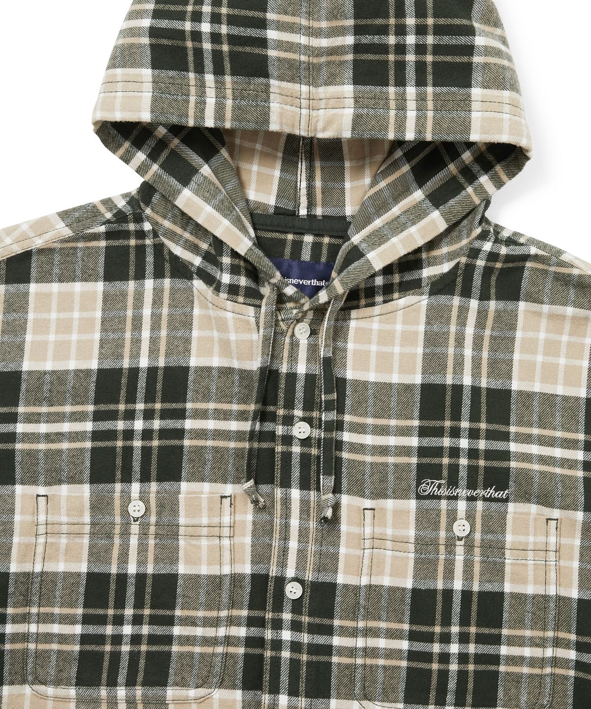 디스이즈네버댓(THISISNEVERTHAT) Flannel Hooded Check Shirt Green