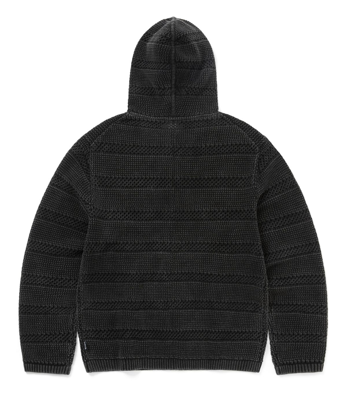 디스이즈네버댓(THISISNEVERTHAT) Crochet Knit Zip Hoodie Washed Black