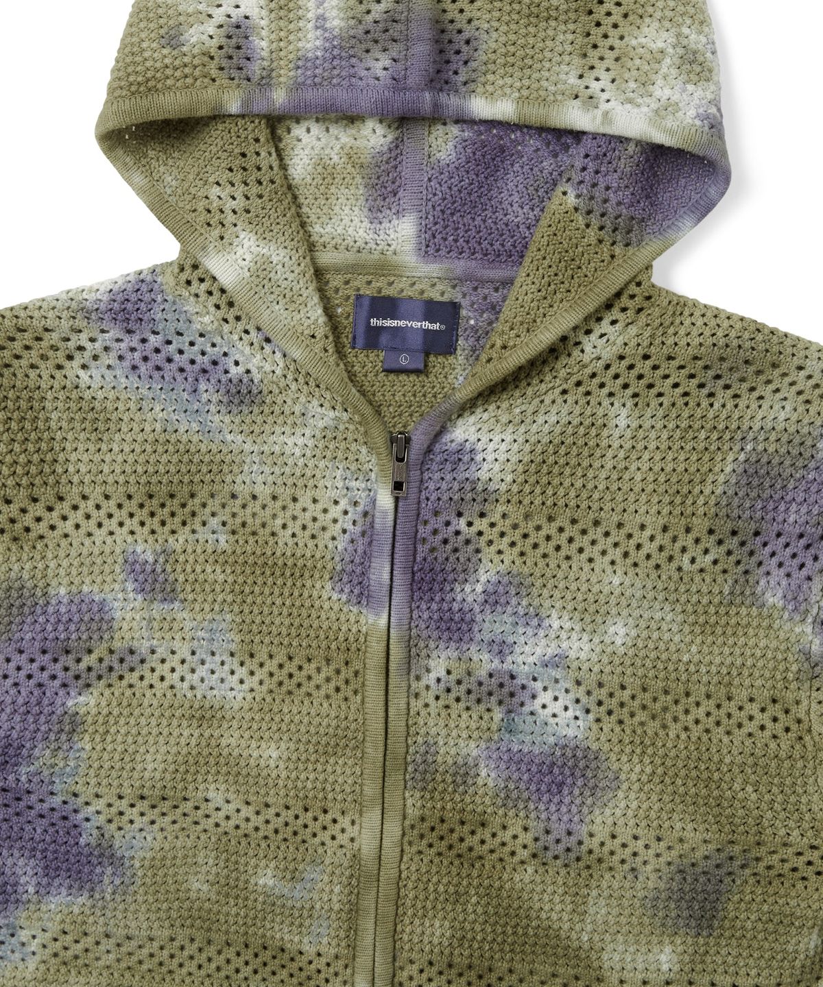 디스이즈네버댓(THISISNEVERTHAT) Crochet Knit Zip Hoodie Olive Green