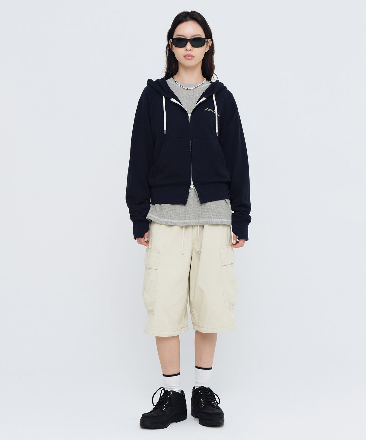 헬로 선라이즈(HELLO SUNRISE) HS Sweat Zip-Up Hoodie (W)_Navy
