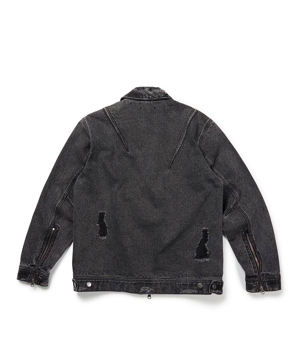 이티씨이(ETCE) DESTROYED DART TRUCKER JACKET (BLACK)
