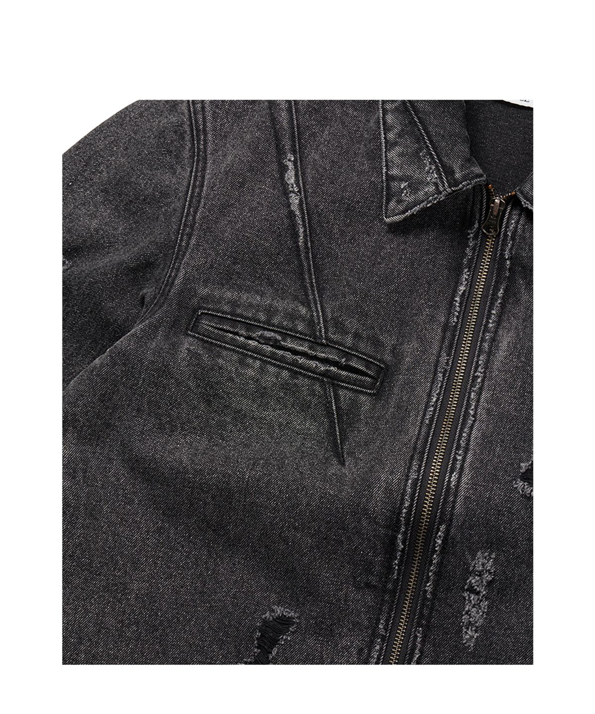 이티씨이(ETCE) DESTROYED DART TRUCKER JACKET (BLACK)