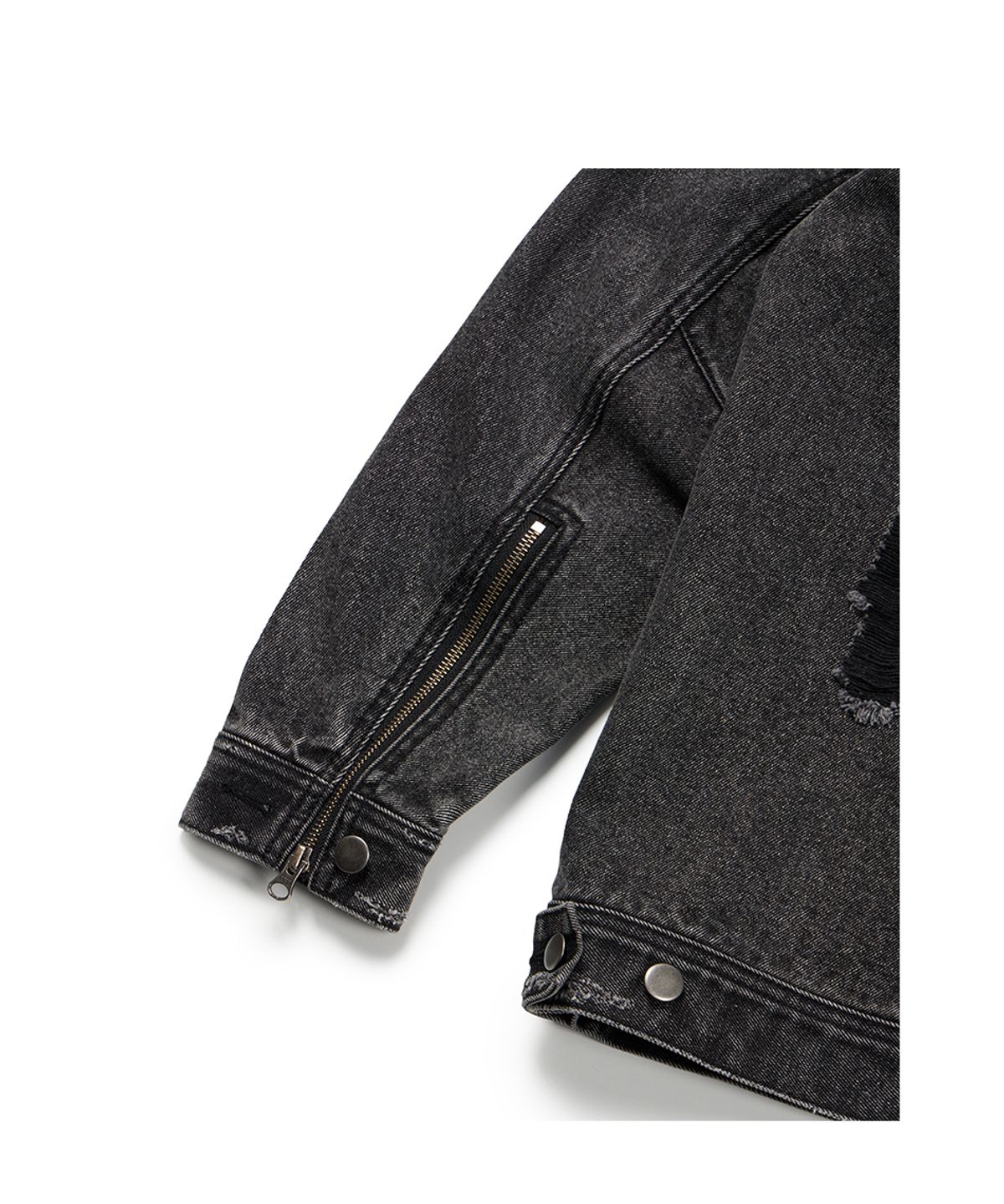 이티씨이(ETCE) DESTROYED DART TRUCKER JACKET (BLACK)