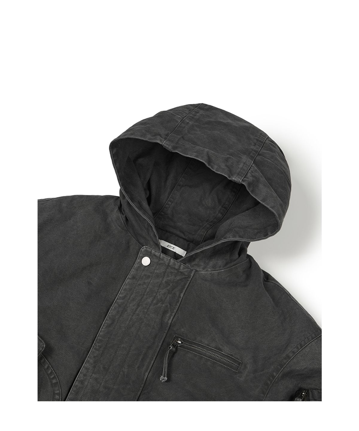 이티씨이(ETCE) WASHED HOOD FLAP BOMBER (CHARCOAL)
