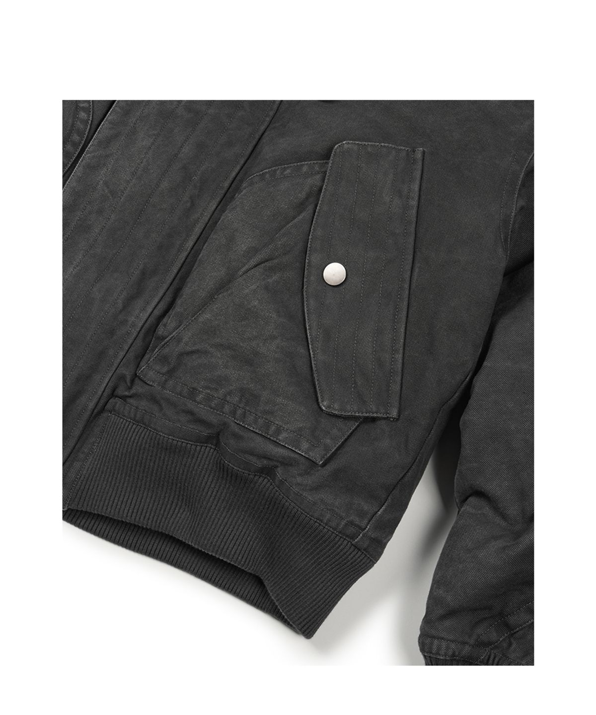 이티씨이(ETCE) WASHED HOOD FLAP BOMBER (CHARCOAL)