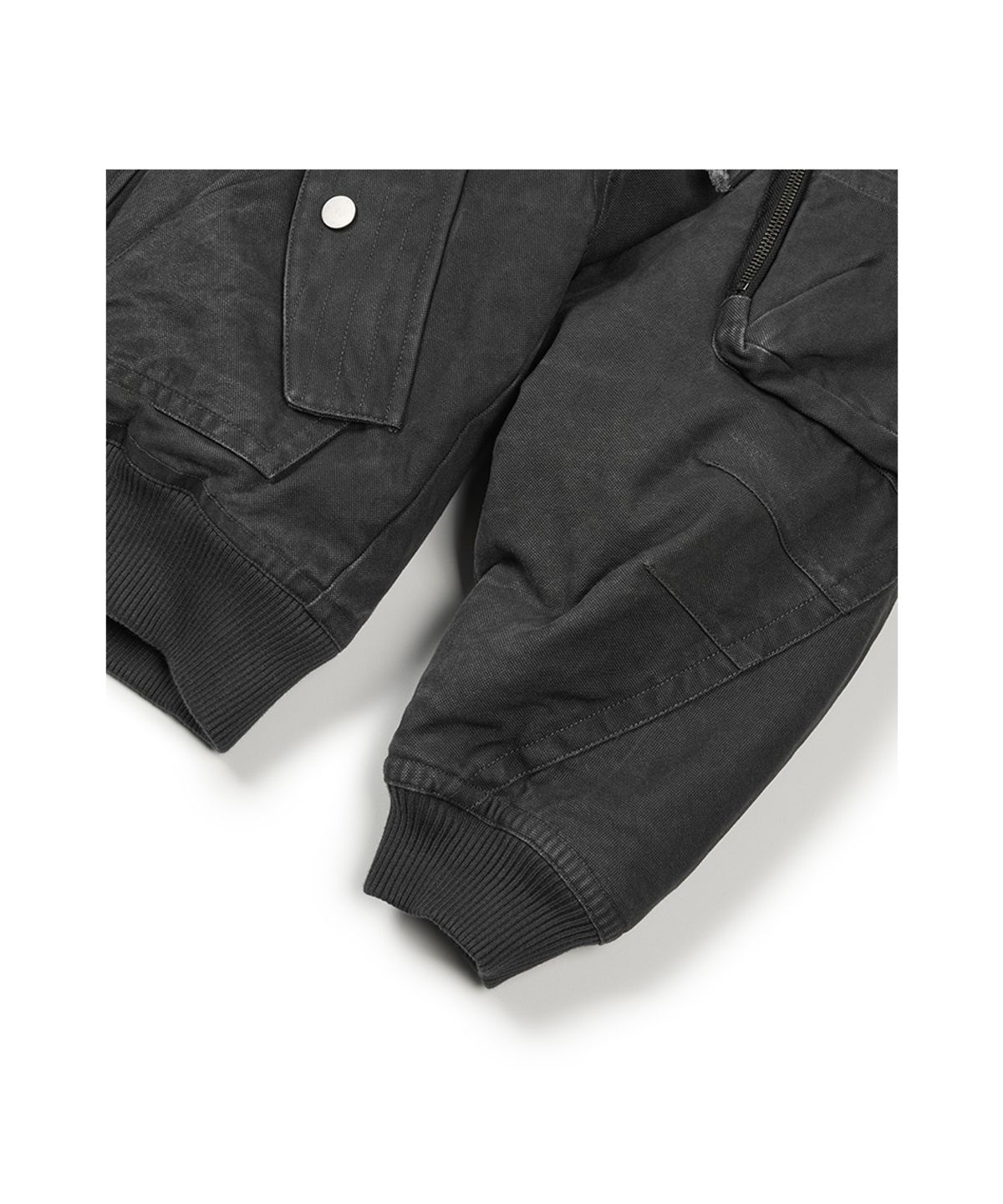 이티씨이(ETCE) WASHED HOOD FLAP BOMBER (CHARCOAL)