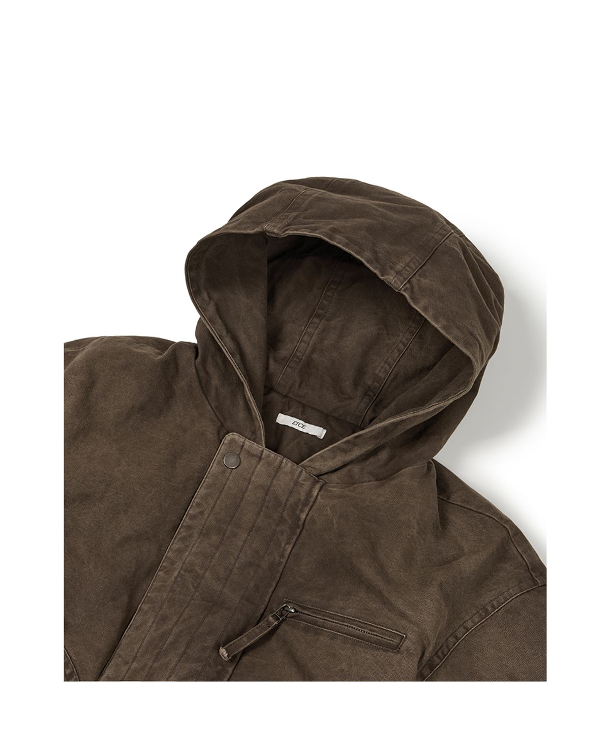 이티씨이(ETCE) WASHED HOOD FLAP BOMBER (BROWN)