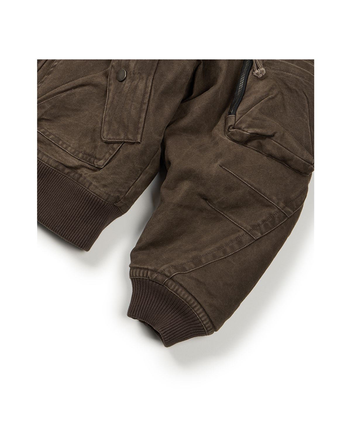 이티씨이(ETCE) WASHED HOOD FLAP BOMBER (BROWN)