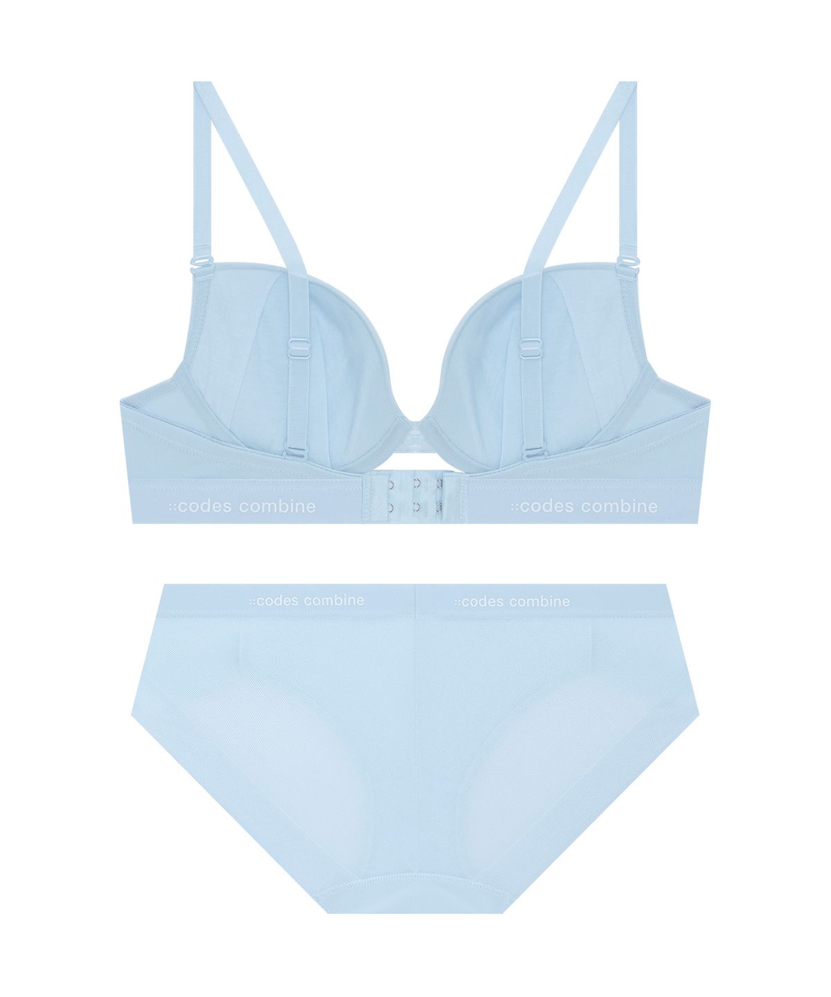 코데즈컴바인 이너웨어(CODES COMBINE INNERWEAR) [브라1+팬티2 세트] 쉘론 톤온톤밴드 브라 햄팬티 세트_베이비블루