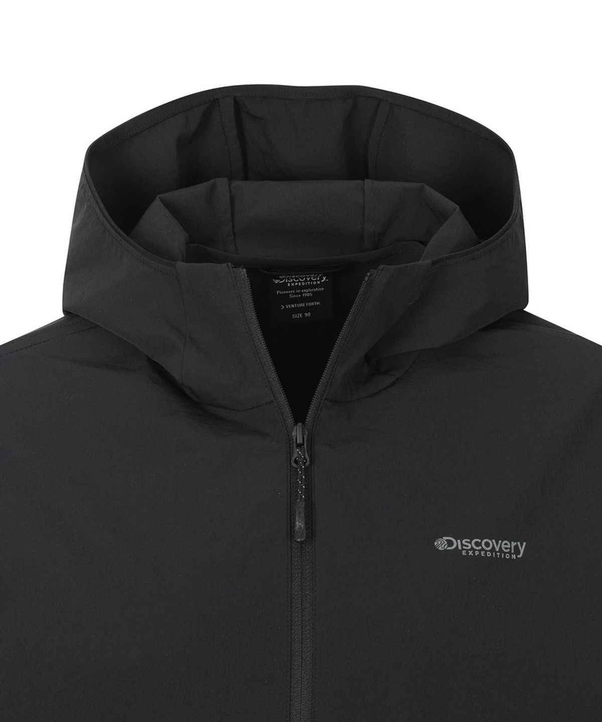 디스커버리 익스페디션(DISCOVERY EXPEDITION) 여성 프레시벤트 경량 우븐 트레이닝 후드 자켓 (BLACK)