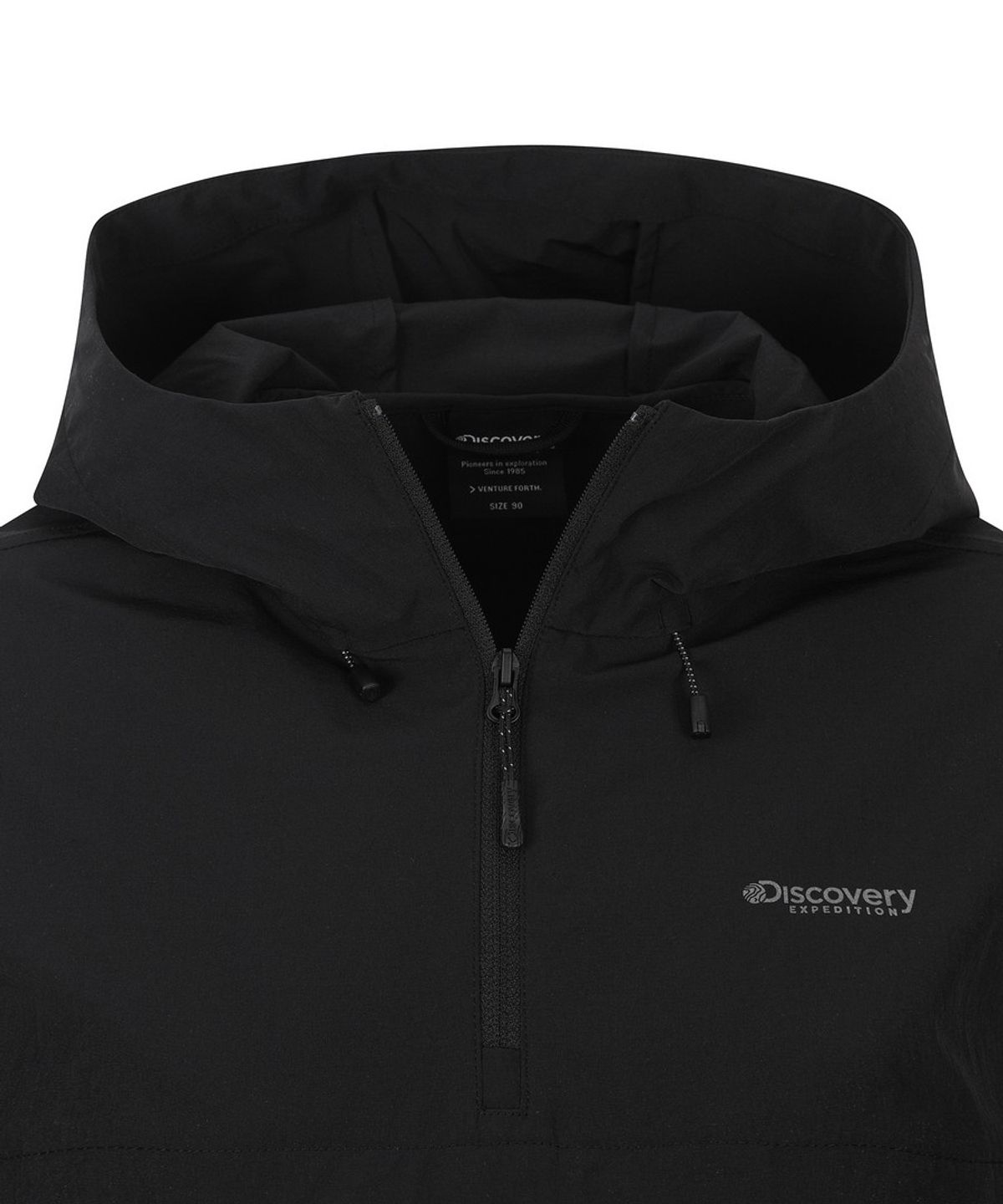 디스커버리 익스페디션(DISCOVERY EXPEDITION) 여성 프레시벤트 경량 우븐 트레이닝 후드 아노락 (BLACK)