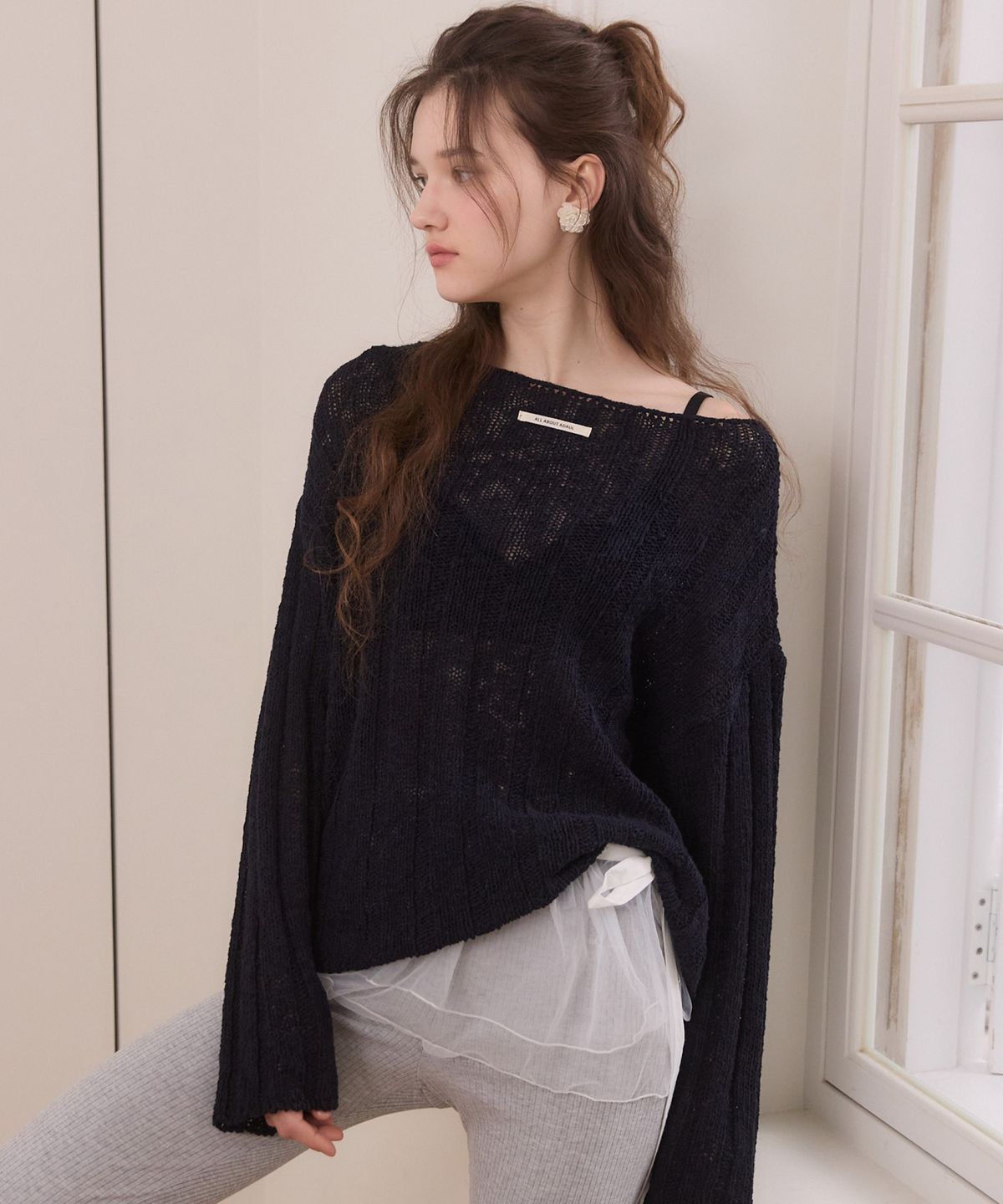 어다울(ADAUL) Soft bloom cable knit - navy