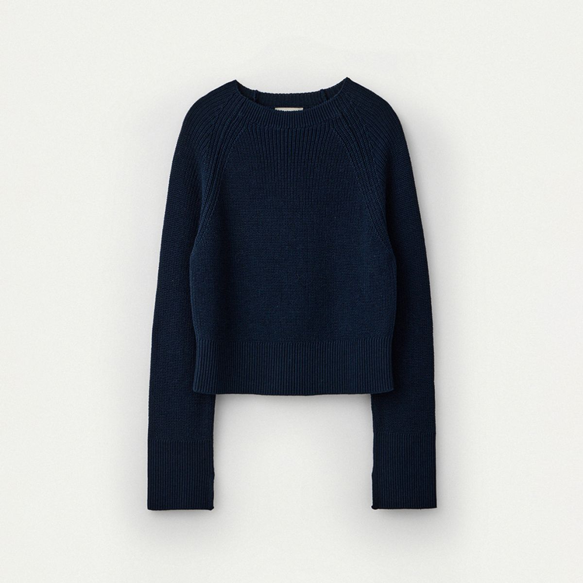 우마뭉(UMARMUNG) Italian Orgarnic Cotton Yarn Ribbed Pullover_Marine