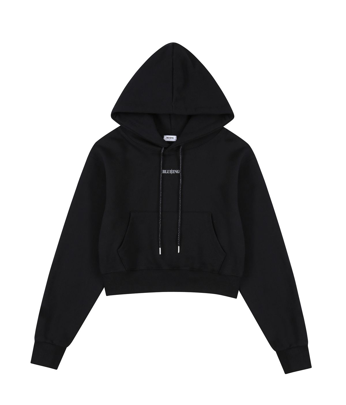 블루잉(BLUEING) SCOTCH SOLID GRAPHIC LOGO CROP HOOD