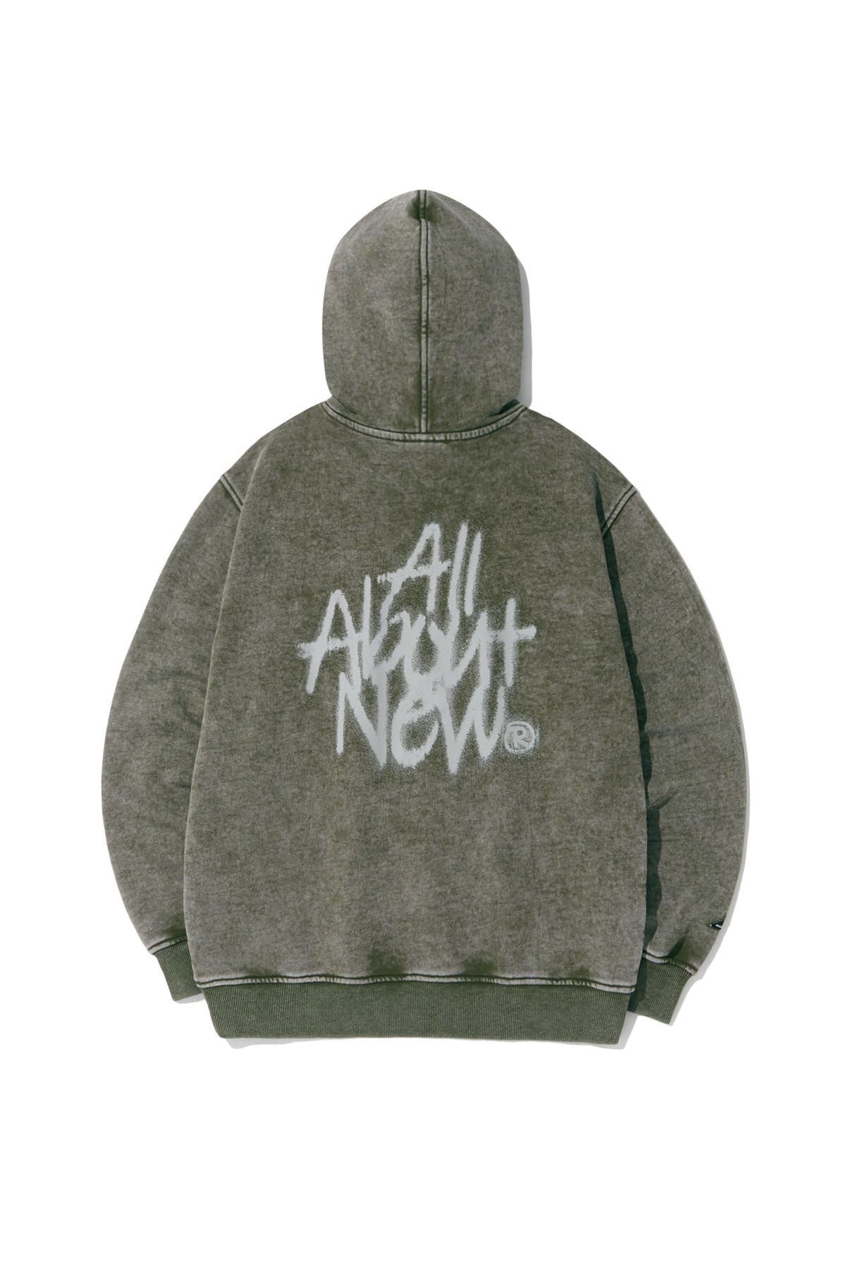 올어바웃뉴(ALL ABOUT NEW) 올어바웃뉴 로고 솔트 워싱 후드 풀오버 D카키 ANA1TH02ADK