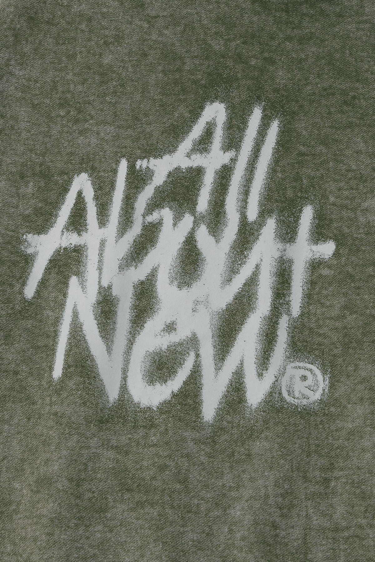 올어바웃뉴(ALL ABOUT NEW) 올어바웃뉴 로고 솔트 워싱 후드 풀오버 D카키 ANA1TH02ADK