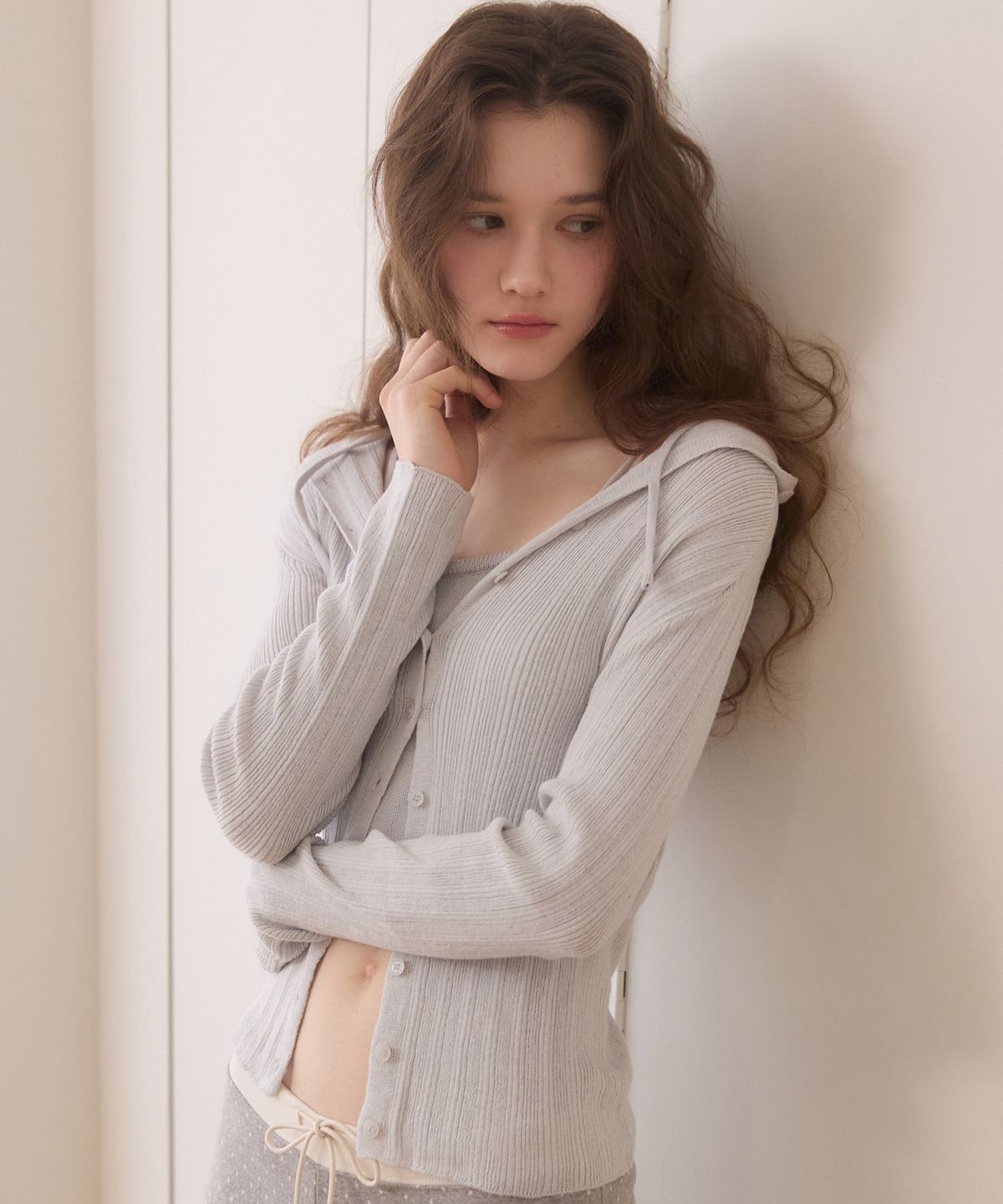 어다울(ADAUL) Tight button cardigan - bluegrey