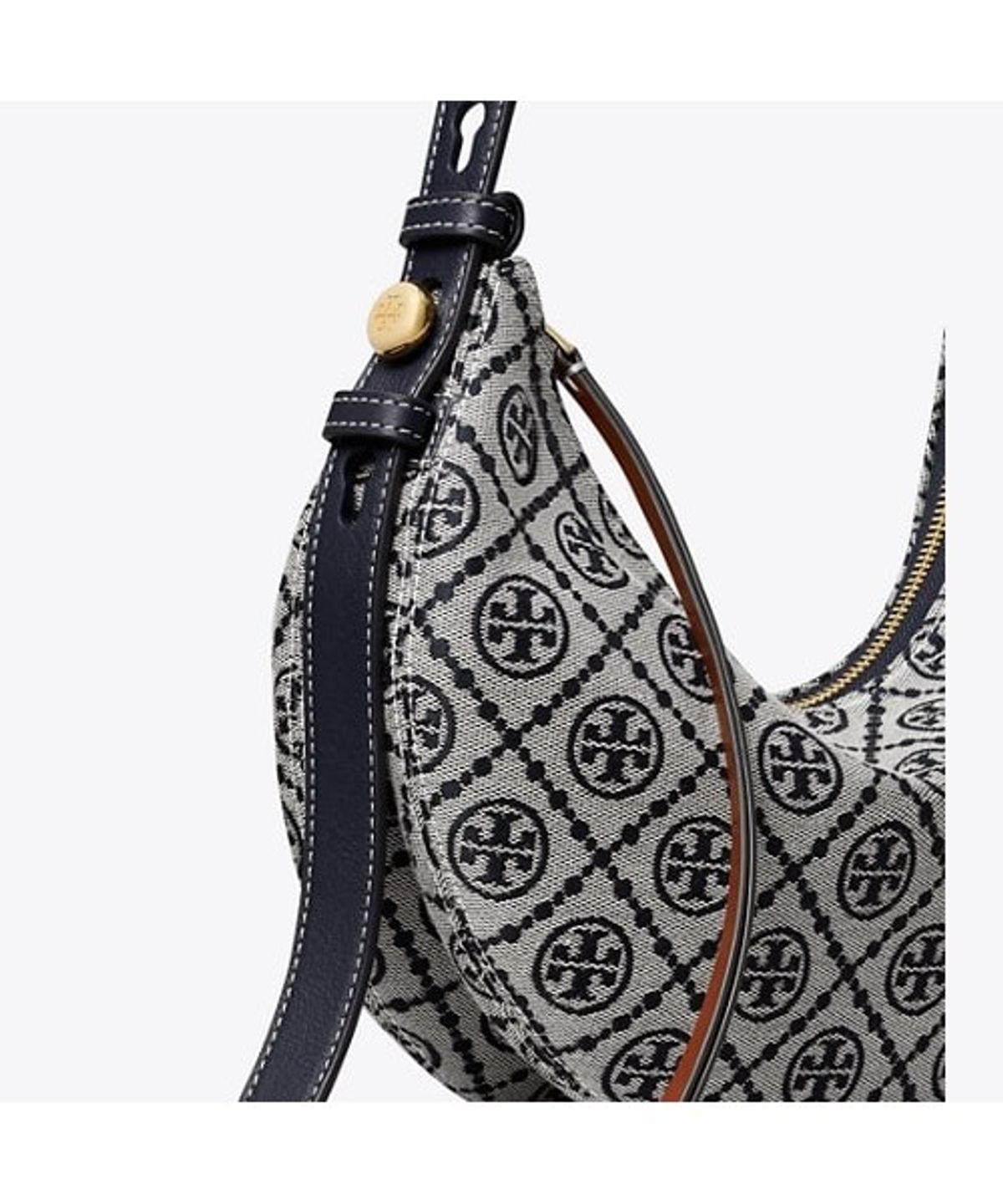 토리버치(TORYBURCH) 로미 티 모노그램 하프문백 - 토리 네이비