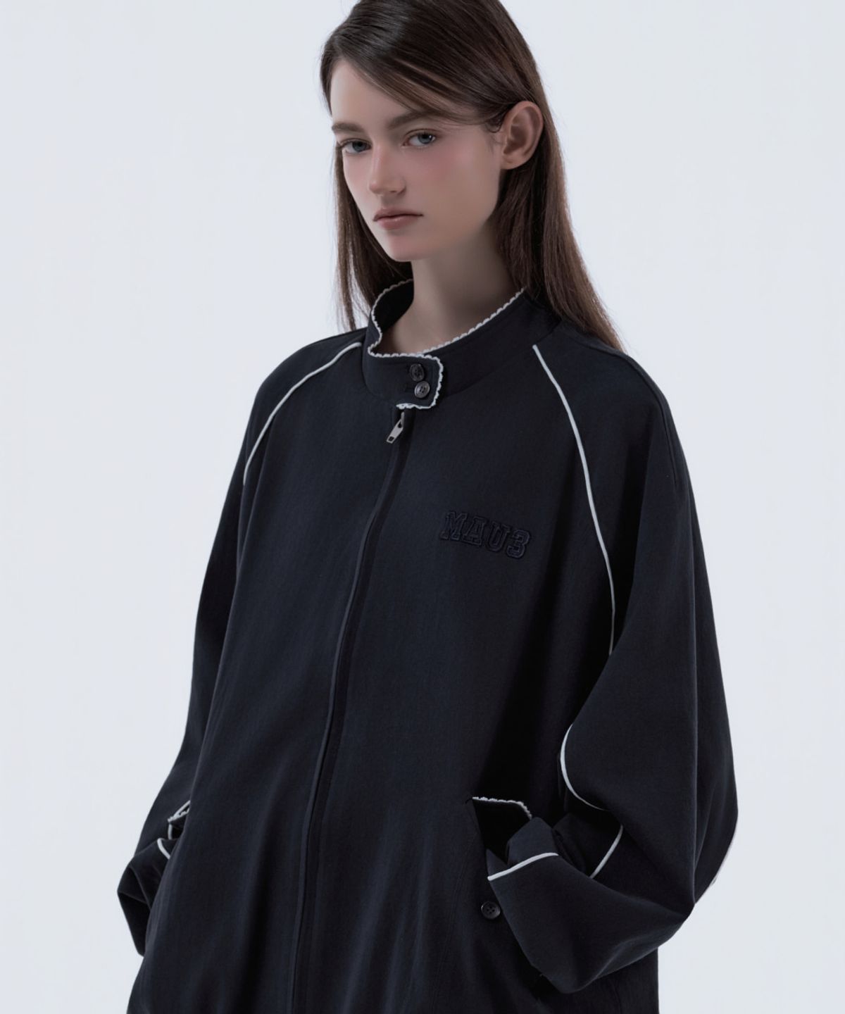 마우솔레움(MAU SOLEUM) MAU3 Contrast Trim Lace Jumper - Dark Navy