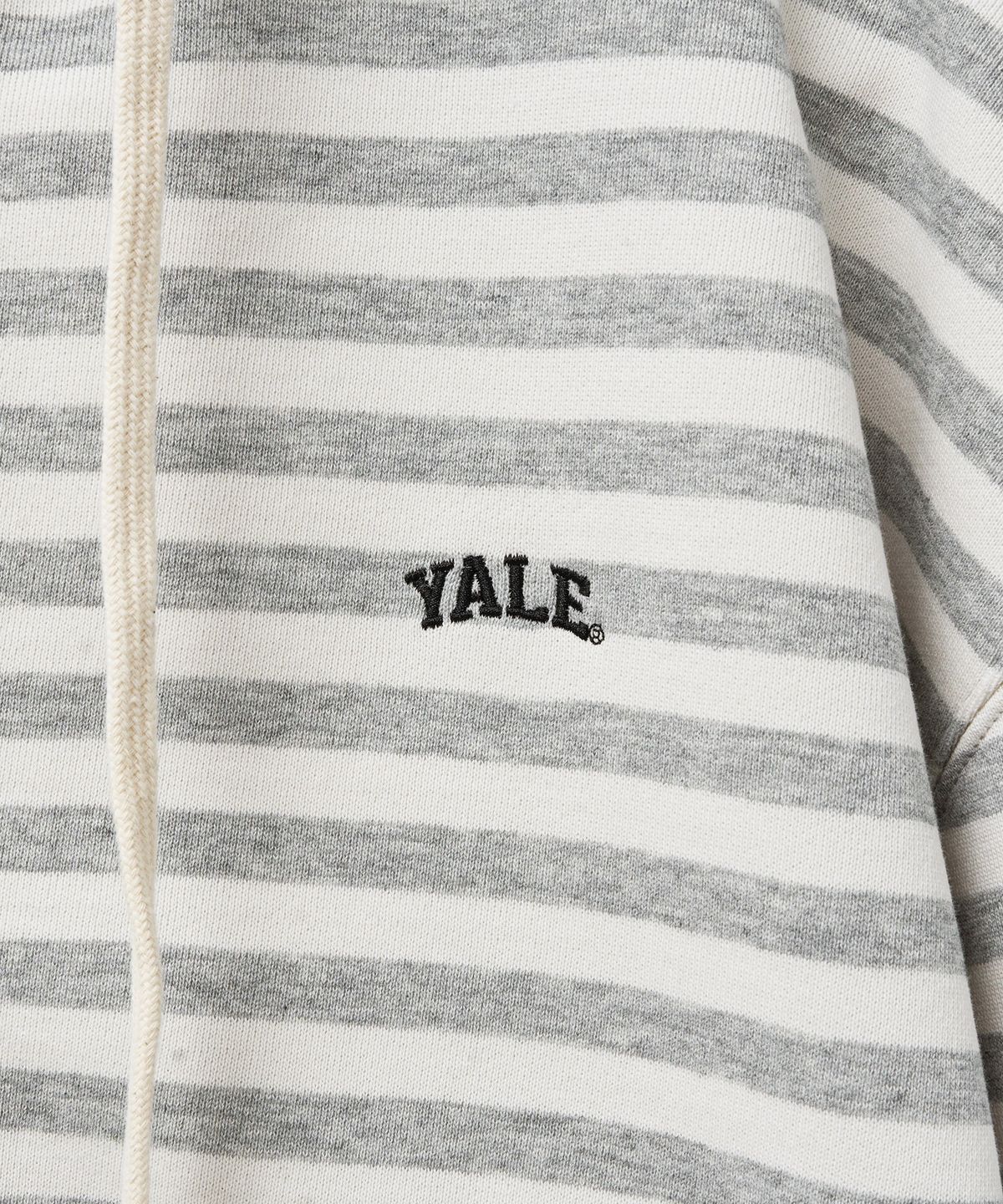 예일(YALE) 스몰 아치 스트라이프 후드 집업_라이트 그레이