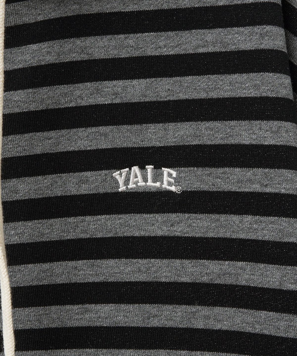 예일(YALE) 스몰 아치 스트라이프 후드 집업_그레이