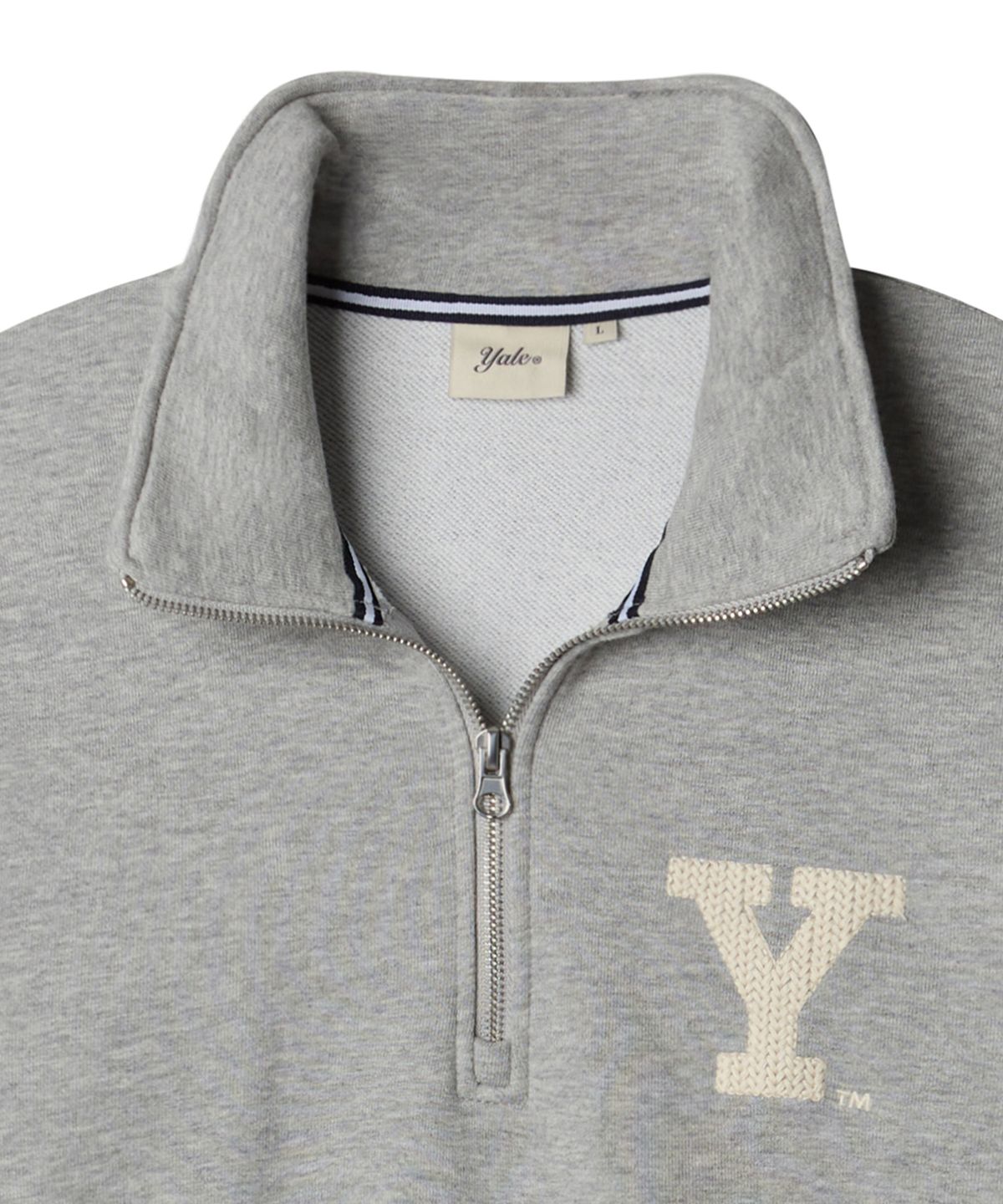 예일(YALE) Y 로고 하프집업 스웻셔츠_그레이
