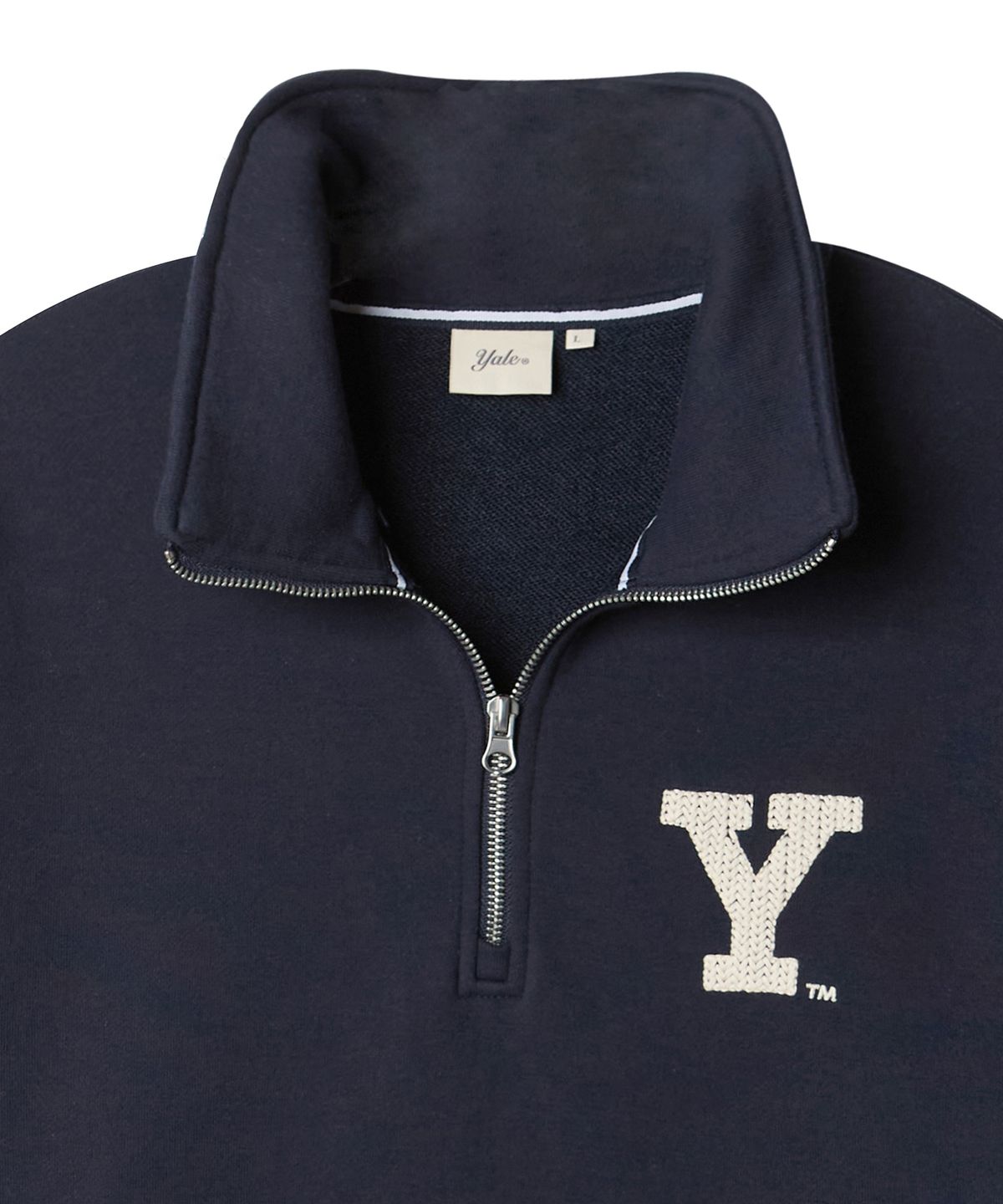예일(YALE) Y 로고 하프집업 스웻셔츠_네이비