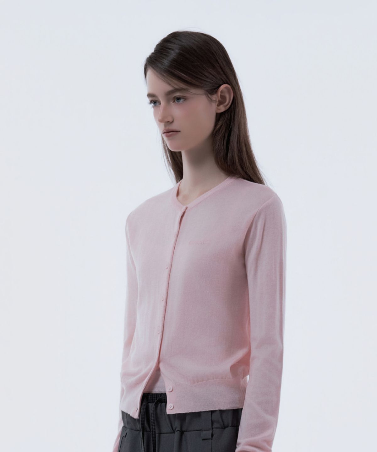 마우솔레움(MAU SOLEUM) Cardigan & Lace Trim Sleeveless Knit Top Set - Pink