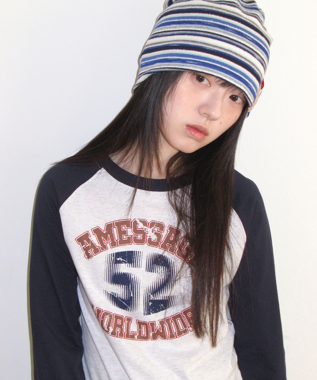 아메스 월드와이드(AMES-WORLDWIDE) SOFT STRIPE BEANIE BLUE