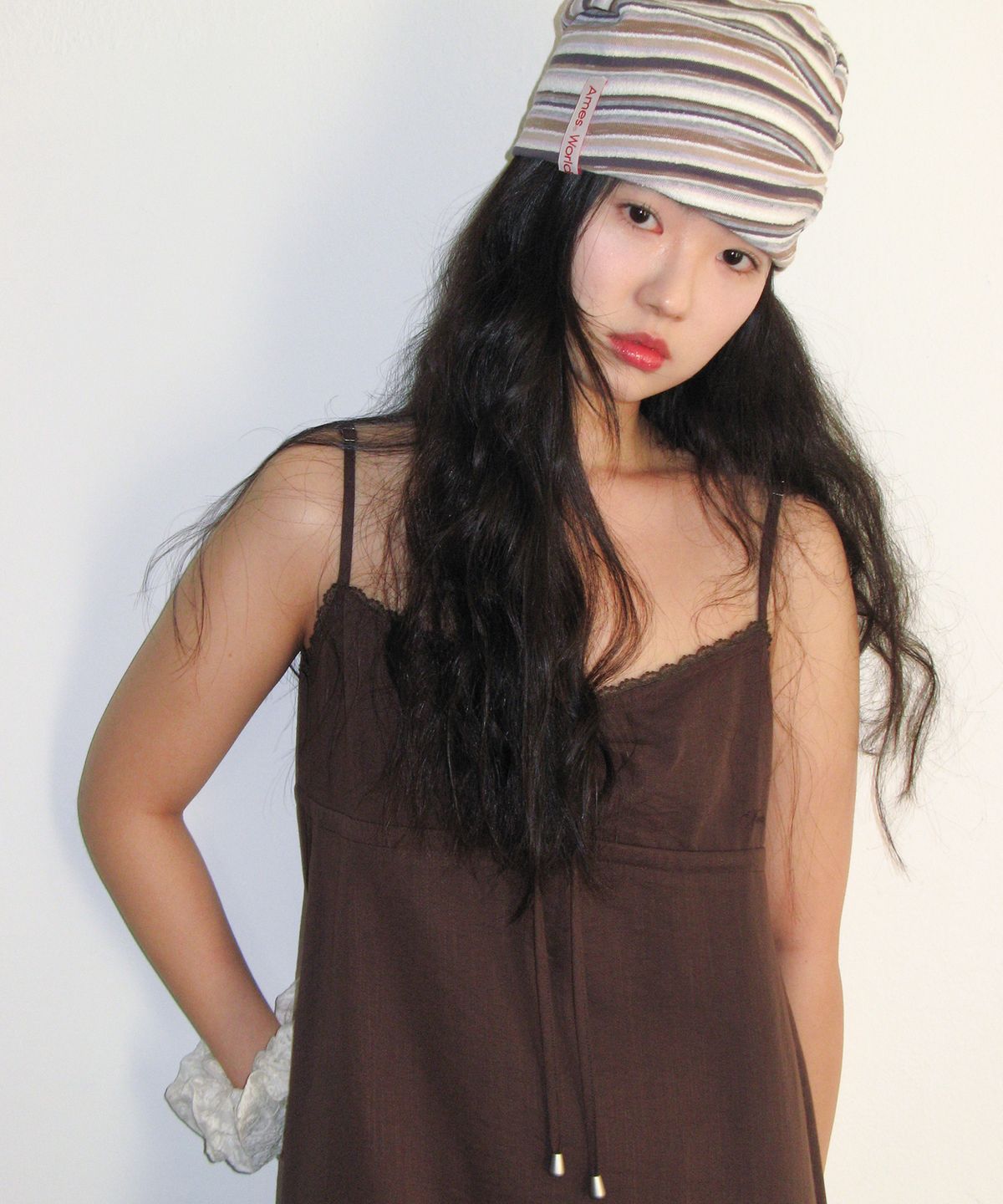 아메스 월드와이드(AMES-WORLDWIDE) SOFT STRIPE BEANIE BROWN