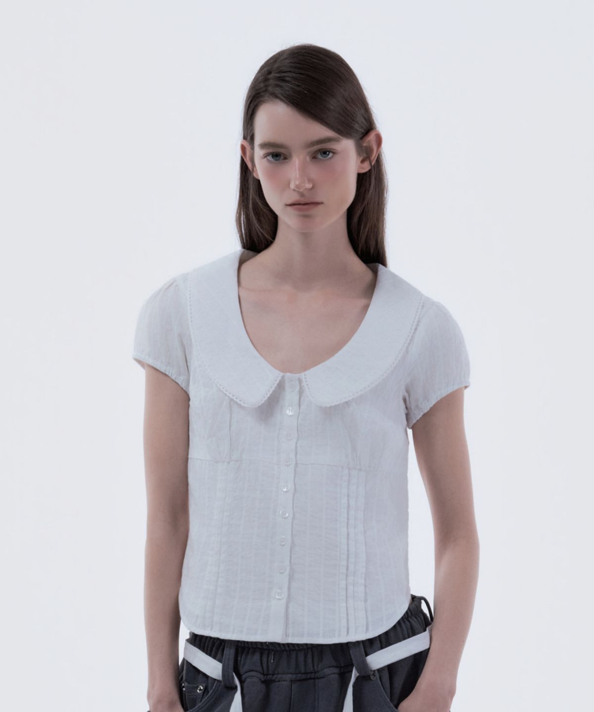 마우솔레움(MAU SOLEUM) Rosie Lace Trimmed Tie Blouse - Ivory