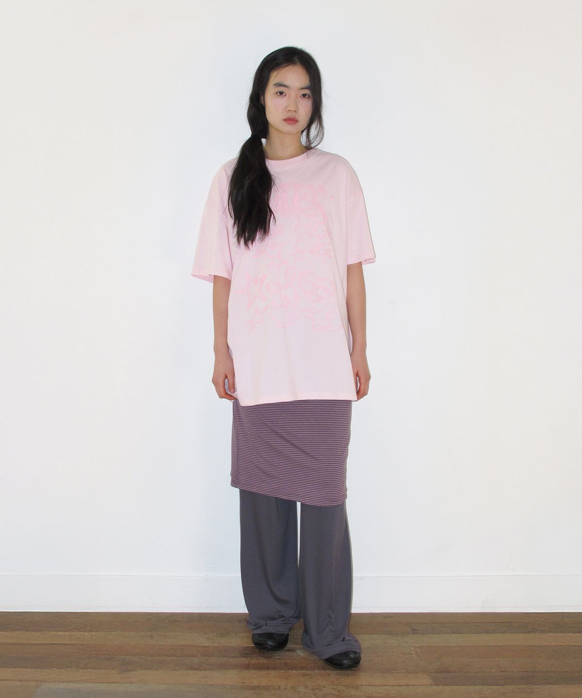 아메스 월드와이드(AMES-WORLDWIDE) STITCH LAYERED MIDI SKIRT PANTS PURPLE