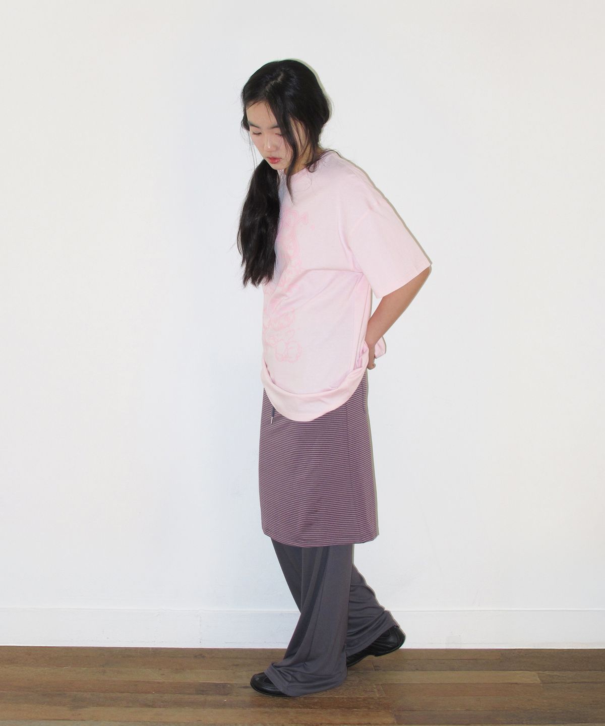 아메스 월드와이드(AMES-WORLDWIDE) STITCH LAYERED MIDI SKIRT PANTS PURPLE